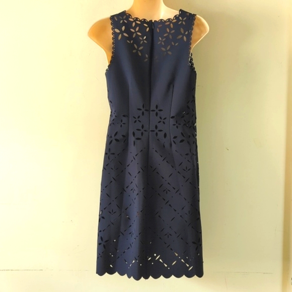 J. Crew Laser Cut Out Floral Sheath Dress 2 - Picture 6 of 16